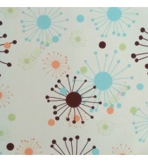 Brown beige blue green orange color water molecules floral designs star looks abstract pattern geometric circles roller blind